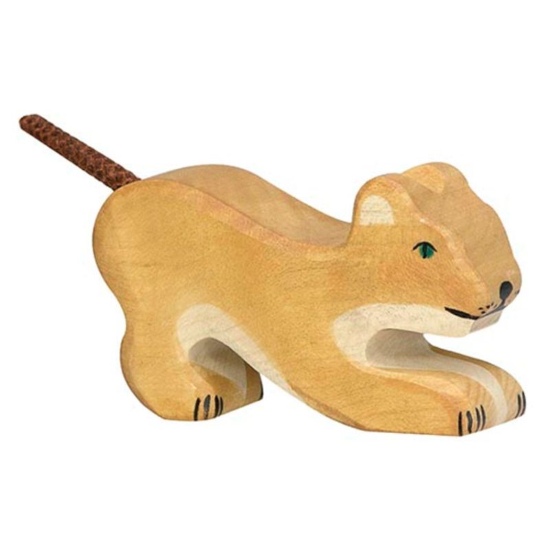 Holztiger trefigur løveunge lekende
