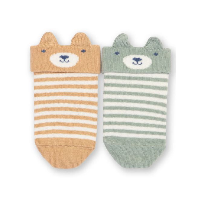 Hovedbilde Kite babysokker 2-pk. bjørner/striper