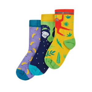 Hovedbilde Frugi sokker 3-pk. Rock My Socks ape/banan - kun ...