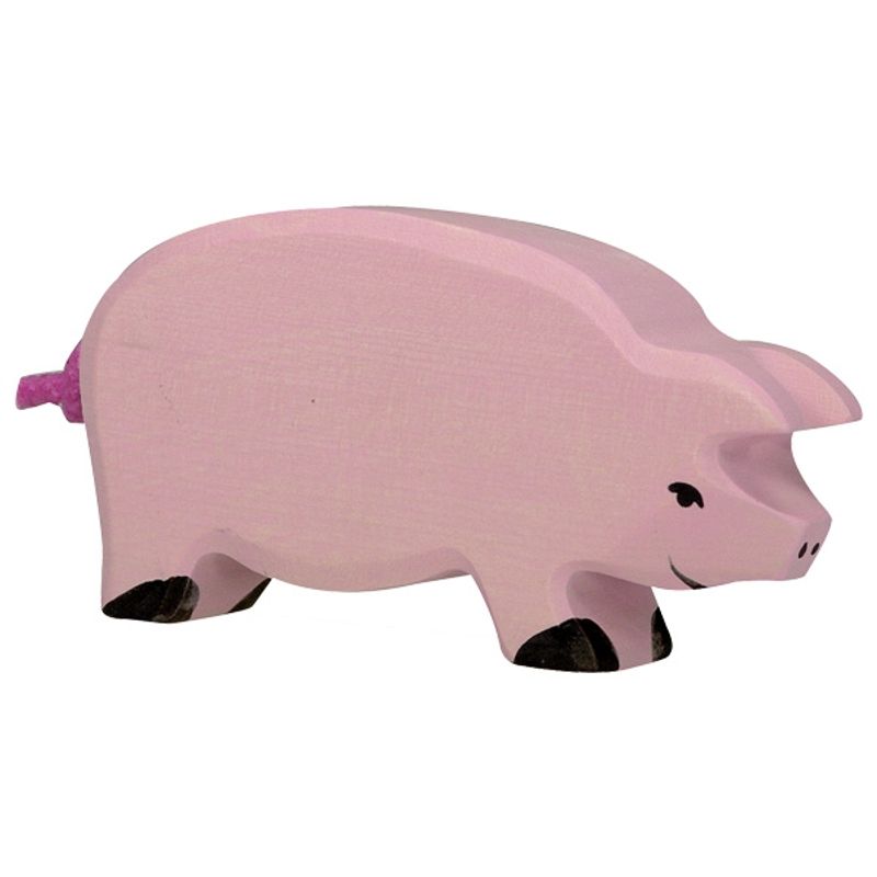 Holztiger trefigur rosa gris