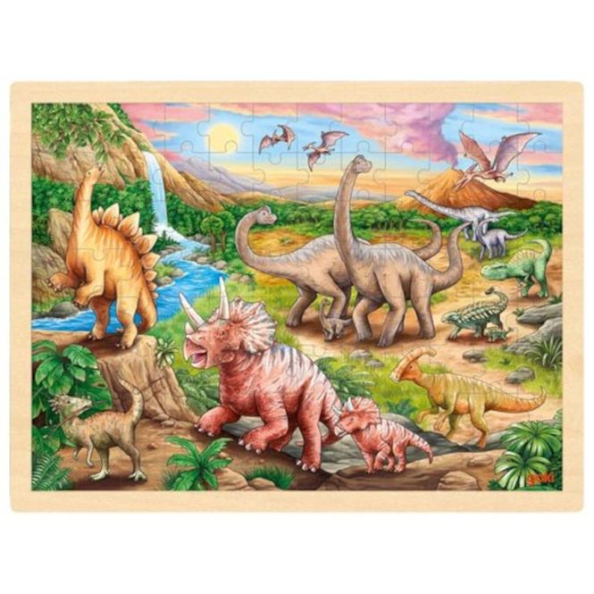 Hovedbilde Goki puslespill i treramme dinosaurer 96 brikker