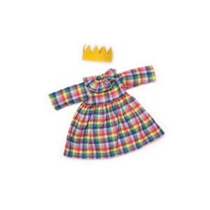 Hovedbilde Nanchen Natur dukkekl&aelig;r rutete kjole og krone - ...