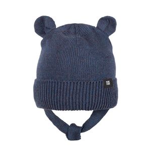 Hovedbilde Pure Pure strikket babylue med &oslash;rer m&oslash;rk bl&aring;