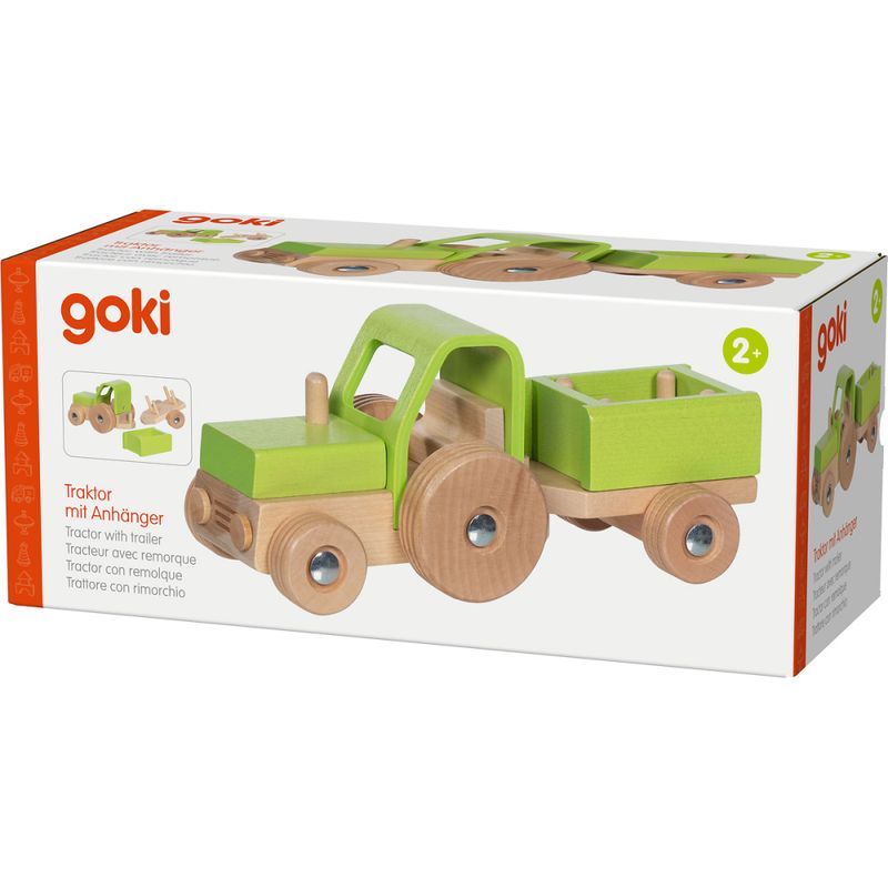 Goki traktor med henger lysegrønn