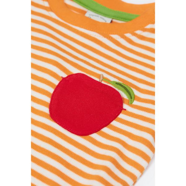Frugi t-skjorte eple striper oransje - 3-5 år
