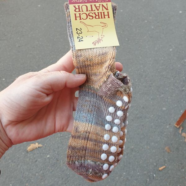 Hirsch mellomtykke ullsokker antiskli brunmønstret