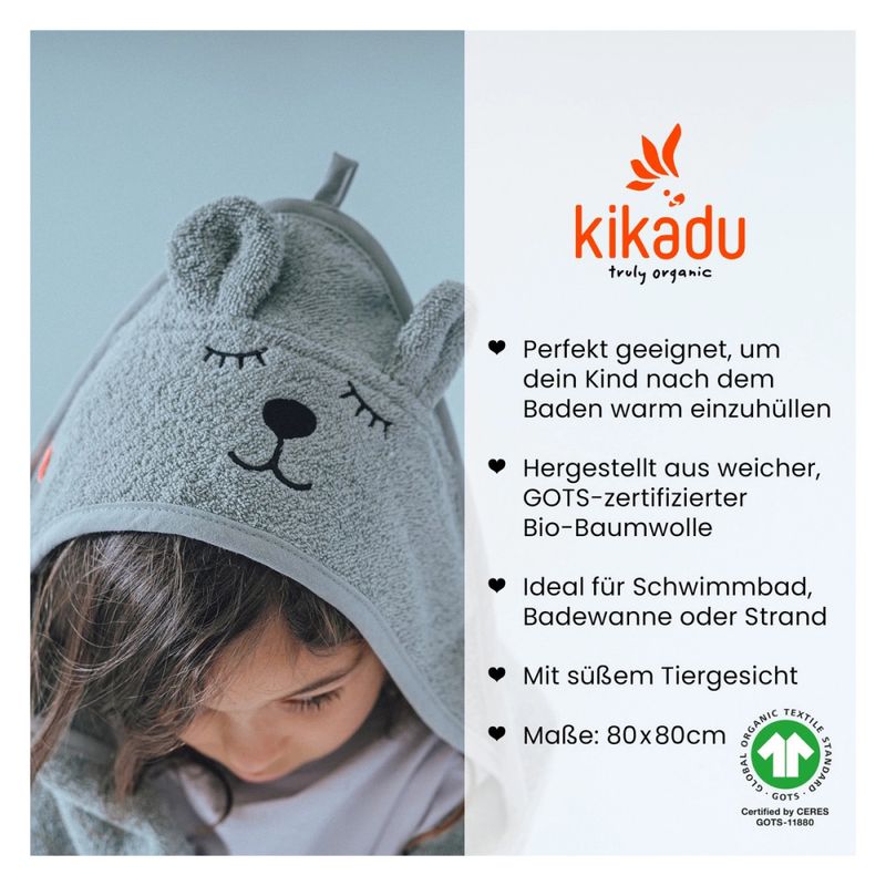 Kikadu babyhåndkle bjørn grønn